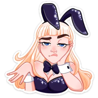 😤 кролик, девушка, милый, персонаж, блондинка, стикер whatsapp sticker