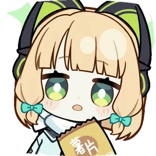 ๐ ่ฏ็ anime, cute, snack, chips, female, character, manga telegram sticker