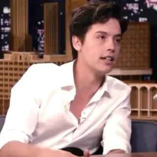 🌨 Cole Sprouse actor, celebridad, entrevista, camisa blanca, adulto joven telegram sticker