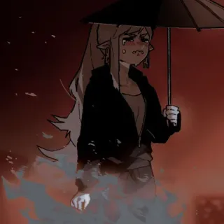 ⛓ エルフ, 泣く, 悲しい, 傘, 感情的 telegram sticker