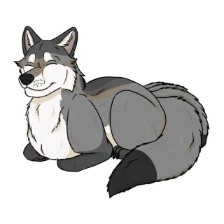 🐺 lobo, animal, mamífero, cánido, perro, lindo, peludo, ilustración whatsapp sticker