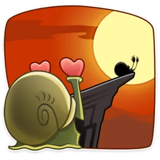 😍 escargot, amour, coucher de soleil, dessin animé, falaise, romance, mignon telegram sticker