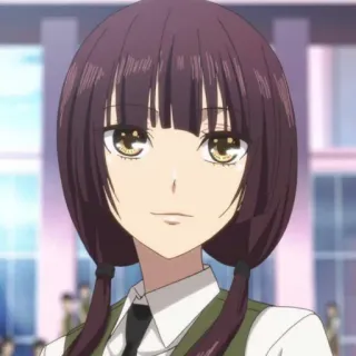 💜 anime, ragazza, personaggio, divisa scolastica, capelli castani telegram sticker