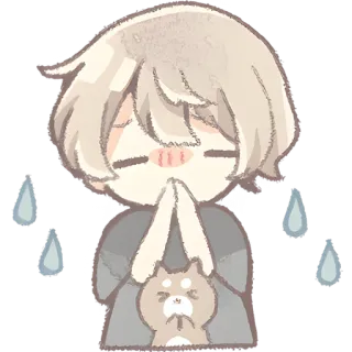 😪 อนิเมะ, น่ารัก, คาวาอิ, หมา, น้ำตา, กังวล, เศร้า telegram sticker