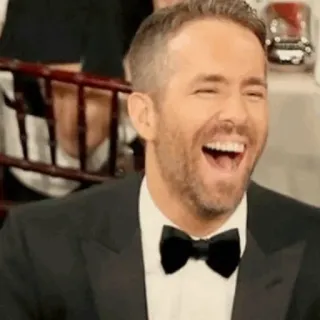 🔮 Ryan Reynolds aktor, selebriti, tertawa, pria, senang telegram sticker