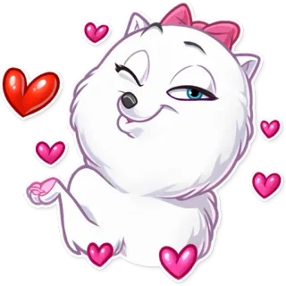 😘 การ์ตูน, สัตว์, แมว, หัวใจ, ความรัก telegram sticker
