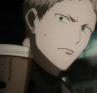 ⛓ Exams Coffee anime, coffee, beverage, drink, male, character, earring whatsapp sticker