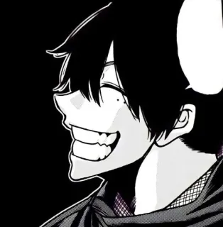 😁 Anime, Manga, Sourire, Cheveux noirs, Personnage, Monochrome telegram sticker