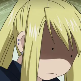 😐 Winry Rockbell Fullmetal Alchemist อนิเมะ, หงุดหงิด, ช่าง, ผมบลอนด์ telegram sticker