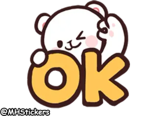 👌 ok ok, bear, cute, sticker, animal whatsapp sticker