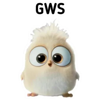 🙃 GWS pájaro, lindo, sticker, blanco, esponjoso, ojos, GWS telegram sticker