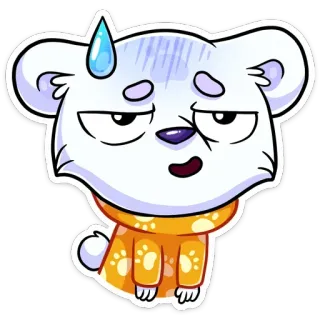 😰 белый медведь, животное, мультфильм, пот, милый, каваи telegram sticker