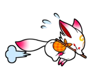 😨 raposa, correndo, anime, fofo, animal, desenho animado whatsapp sticker