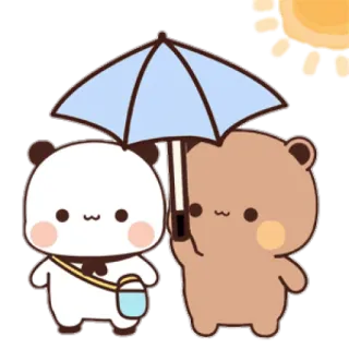 ☀️ Panda, Oso, Paraguas, Lindo, Dibujos animados, Animales, Kawaii whatsapp sticker