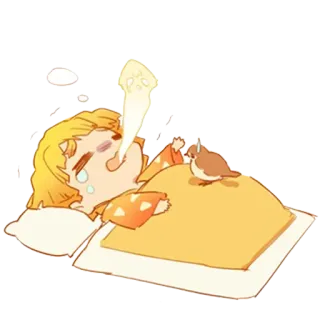 😪 Zenitsu Agatsuma Demon Slayer Anime, Ngủ, Khóc, Nhân vật, Chibi telegram sticker