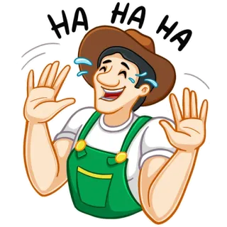 😂 HA HA HA fermier, dessin animé, rire, joyeux, emoji, drôle, blague, glousser whatsapp sticker