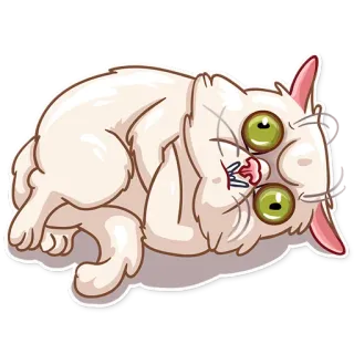 😖 gato, gato blanco, divertido, dibujo animado, animal, pegatina, lindo telegram sticker