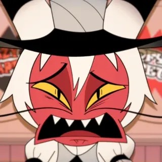 😫 Moxxie Helluva Boss folletto, inferno, rosso, cartone animato, triste, arrabbiato telegram sticker