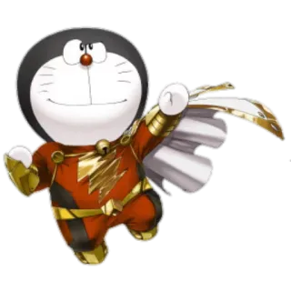 ☺️ Doraemon doraemon, shazam, superheld, cartoon, manga, anime, crossover whatsapp sticker