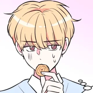 📹 애니메이션, 만화, 먹기, 간식, 쿠키, 금발 머리, 귀여운 telegram sticker