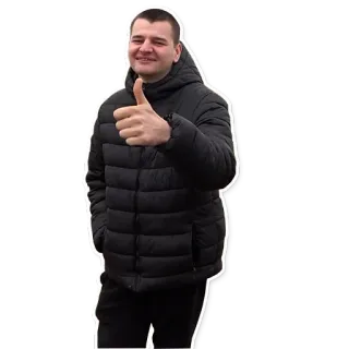 👍 homme, pouce levé, veste, sourire, geste, positif, décontracté telegram sticker
