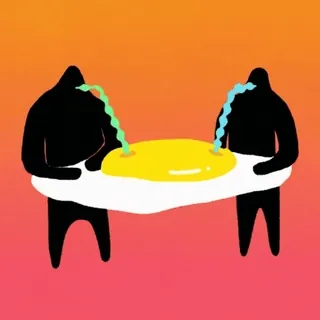 🍳 uovo, astratto, personaggi, illustrazione, surreale, cibo, tuorlo, minimalista whatsapp sticker