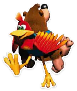 🏃‍♀️ Banjo-Kazooie Videospiel, Cartoon, Bär, Vogel, Charakter telegram sticker