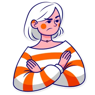 🤨 Frau, wütend, Cartoon, Ausdruck, verärgert, Illustration, Figur telegram sticker