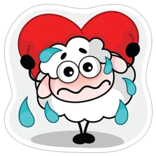 😊 sheep, cartoon, crying, sad, heart, tears whatsapp sticker