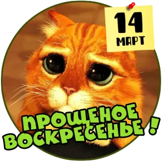 🙏 Puss in Boots 14
МАРТ
ПРОЩЕНОЕ
ВОСКРЕСЕНЬЕ! gatto, triste, data, marzo, domenica del perdono telegram sticker