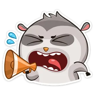 📣 animal, megaphone, crier, dessin animé, en colère, frustré whatsapp sticker