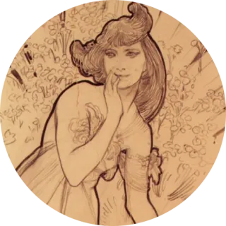 🌺 kunst, frau, illustration, vintage, floral, zeichnung, skizze telegram sticker