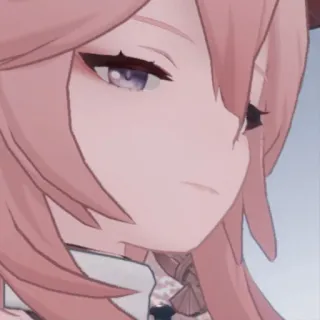 🌸 Yae Miko Genshin Impact アニメ, ゲーム, 原神, 八重神子, キャラクター, ピンク, 狐, 桜 whatsapp sticker