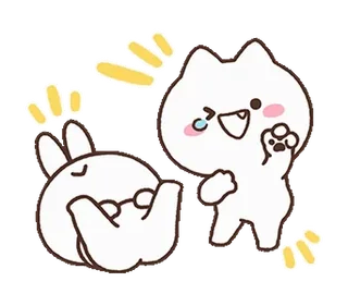 🤣 การ์ตูน, กระต่าย, แมว, น่ารัก, หัวเราะ, มีความสุข telegram sticker