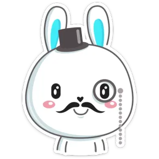 🎩 conejo, conejo, monóculo, sombrero de copa, caballero, lindo telegram sticker