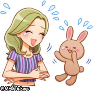 😂 @MHStickers Desenho animado, Mulher, Coelho, Rindo, Feliz, Fofo telegram sticker