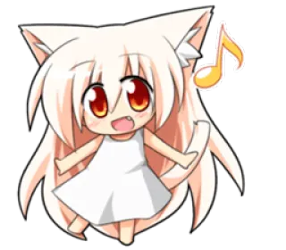 😃 anime, chibi, cat girl, music note, kawaii, cute, manga whatsapp sticker