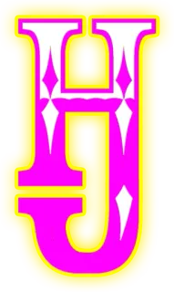 ♐ Buchstabe, Alphabet, Rosa, Gelb, Vintage telegram sticker
