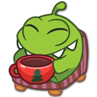 ☕ Om Nom Cut the Rope 옴 놈, Cut the Rope, 괴물, 만화, 초록색, 귀여운 telegram sticker