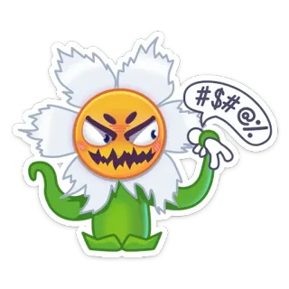 🤬 #$#@! fâché, fleur, emoji, dessin animé, autocollant telegram sticker