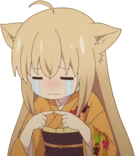 😭 anime, catgirl, crying, cute, sad telegram sticker