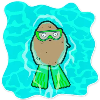 🏊 potato, snorkeling, water, swim, cartoon telegram sticker