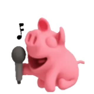 🎤 돼지, 마이크, 음악, 노래, 만화 whatsapp sticker