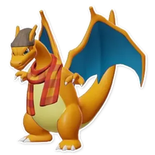 ☀️ Charizard pokemon, dracaufeu, feu, détective, chapeau, écharpe telegram sticker