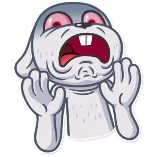 😖 ウサギ, 漫画, 怒り, 叫び, 赤い目 telegram sticker