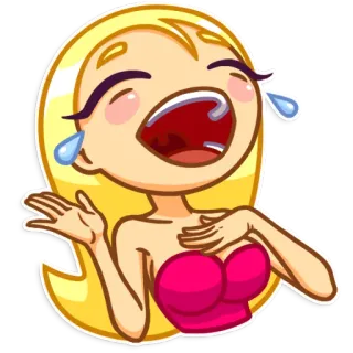 😂 cartoon, blonde, woman, laughing, happy, female telegram sticker