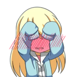 😳 อนิเมะ, คาวาอิ, แก้มแดง, น่ารัก, เขิน, การ์ตูน telegram sticker