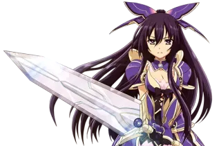 😏 Tohka Yatogami Date A Live Anime, Espada, cabelo roxo, feminino, personagem telegram sticker