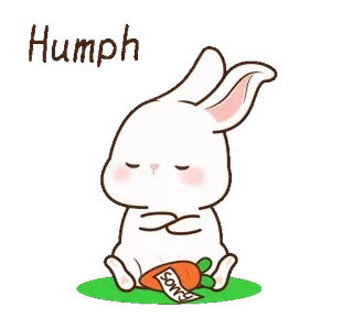 ⭐ Huumph กระต่าย, น่ารัก, การ์ตูน, สัตว์, ขอโทษ, แครอท telegram sticker