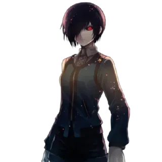 😡 Anime, Dunkel, Mädchen, Rote Augen, Schwarze Haare telegram sticker
